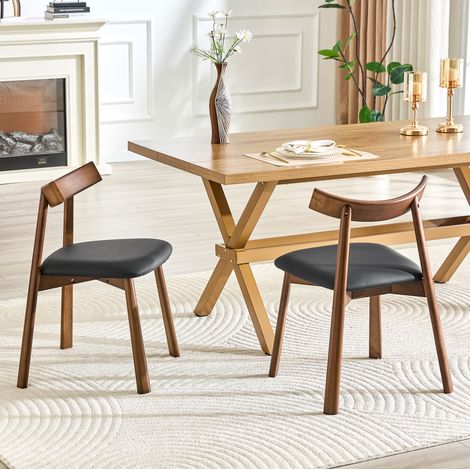 Lot de 2 chaises de salle à manger scandinaves en bois avec assise rembourrée – 76 x 31,5 x 75 cm (1/5)