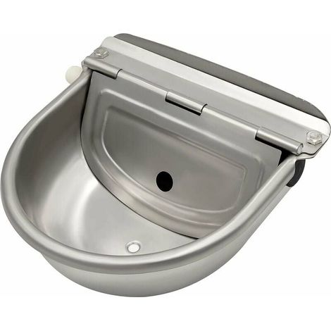 Abbeveratoio in acciaio inossidabile con tappo di scarico, connettore, tubo flessibile intrecciato e viti di montaggio, abbeveratoio automatico con valvola a galleggiante per cavalli, cani, bovini, ca (1/4)