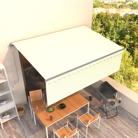 Auvent automatique rétractable Auvent d'Extérieur Marquise avec store 4x3 m Crème NDTN8211164 (1/5)