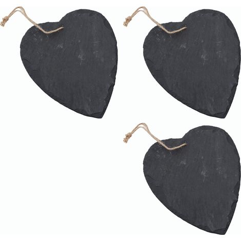 Cœur en ardoise à suspendre avec un ruban de jute, décoration tableau noir en ardoise, décoration murale (cœur de 3,12 cm)