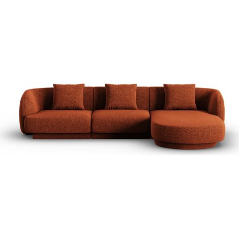 Canapé d'angle droit 4 places en chenille terracotta (1/5)