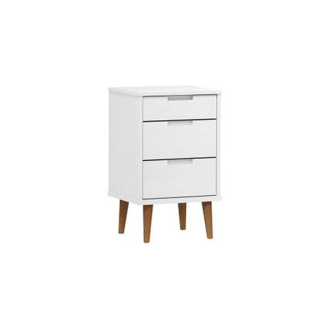 Table de chevet MOLDE Blanc 40x35x65 Bois de pin massif (1/5)