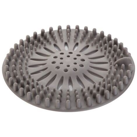 Confezione da 1 tappo di scarico retrattile in silicone grigio, resistente ai capelli, per bagno/cucina, (1/5)