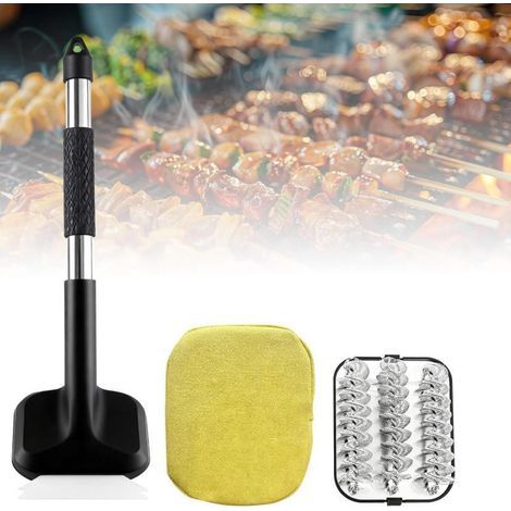 Brosse de nettoyage 2-en-1 pour grilles en fonte – Brosse sans poils pour grilles en fonte – Brosse de nettoyage résistante au feu pour barbecues à gaz (1/5)