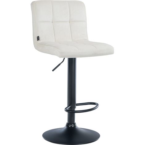 Tabouret de bar chaise haute x 1 avec coutures décoratives carrées assise en velours crème pieds en métal noir 100005330