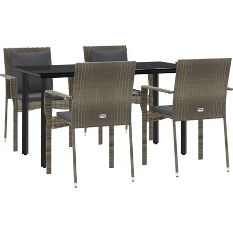 Muebles de comedor y cojines de jardín 5 piezas negro y gris 020014862 (1/5)