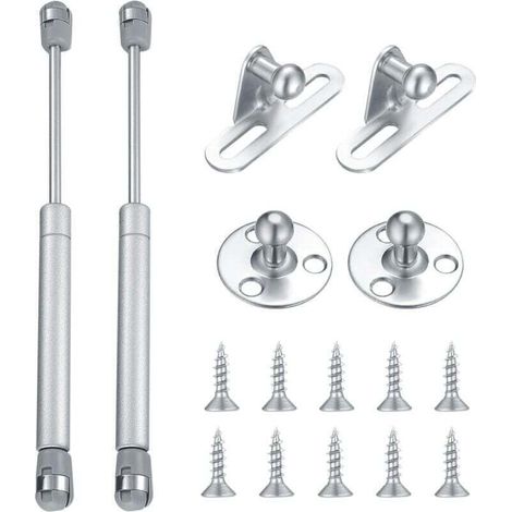 Lot de 2 vérins à gaz hydrauliques - 100 Nm/10 kg - Raccords à ressort de compression - Charnières à fermeture douce - Pour porte de meuble (1/4)