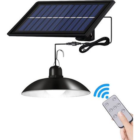 VURAHOME -Lampe LED Solaire suspendue avec telecommande, impermeable conforme a la norme IP65, eclairage d'exterieur et d'interieur, ideal pour un jardin, une cour ou une grange Lumiere blanche (1/5)