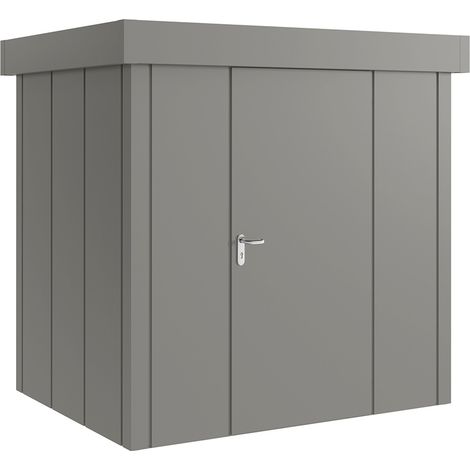 Hörmann Metall-Gerätehaus "Juno" mit Flachdach, JFD4 - Design, 214 x 166 cm (B x T), graualuminium, 1-flüglige Tür, Anschlag rechts (1/5)