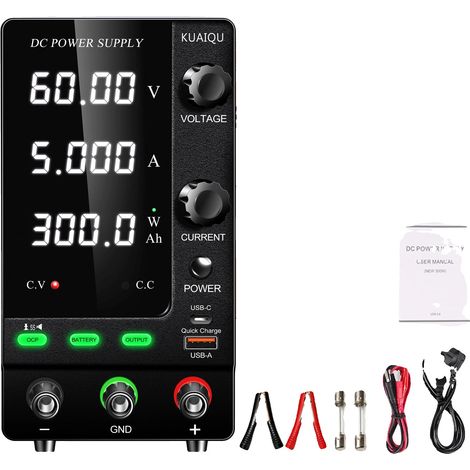 Gleichstromnetzteil, einstellbare Spannung, Dauerleistung, 60 V, 5 A, 300 W, 220-V-EU-Stecker (1/2)