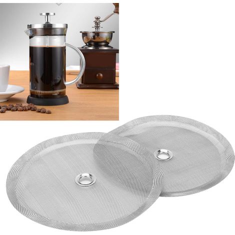 Lot de 2 filtres de rechange en acier inoxydable 100 mesh pour cafetière à piston (1/5)