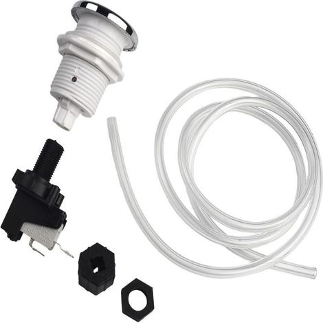Interrupteur marche/arrêt à bouton-poussoir avec tuyau d'air comprimé pour la commande de bains à remous et de spas. Calibre : 16 A, 125/250 V. Convient aux pompes et aux applications de télécommande. (1/4)