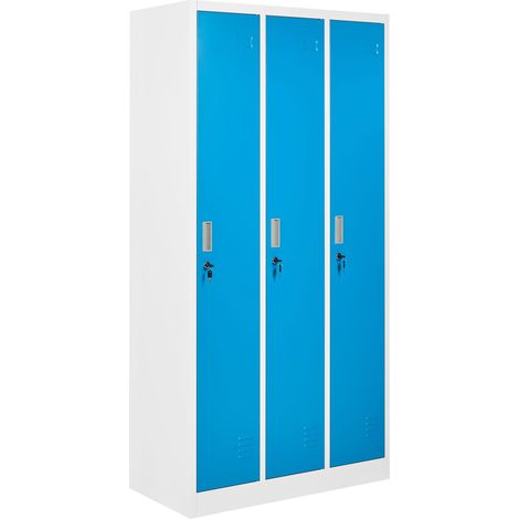 3-Door Storage Locker ATHLETE Metal White/ Blue (1/5)