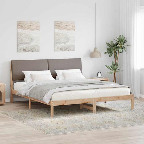 Bettgestell Braun und Taupe 180 x 200 cm Massivholz Kiefer (1/5)