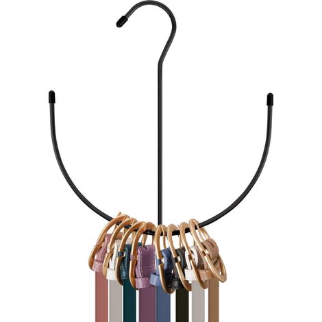 Boîte de rangement pour ceintures, boîte de rangement noire pour accessoires de garde-robe, pouvant servir à ranger des ceintures.