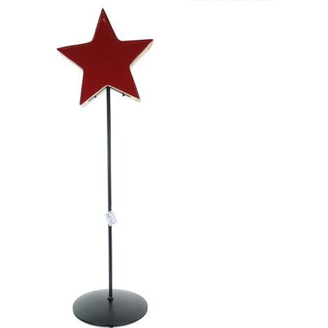 Weihnachtsdeko Massivo Stern Rot & Natur Ø 24 cm auf schwarzem Stab 80 cm - Mangoholz (1/5)