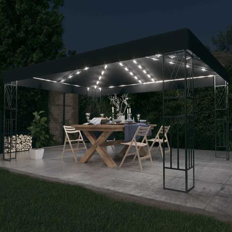 vidaXL Tonnelle avec guirlande lumineuse à LED 3x4 m Anthracite Tissu (1/5)