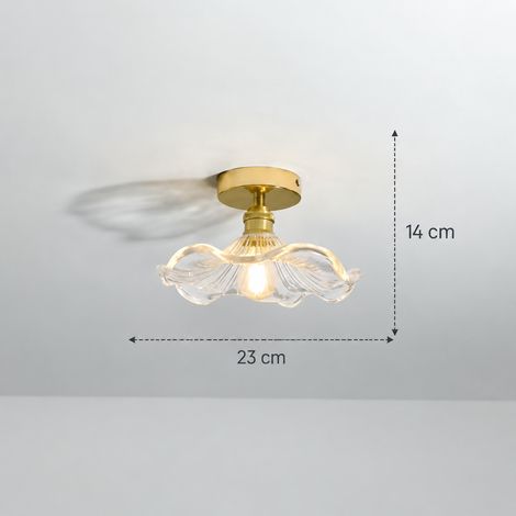 Plafonnier transparent motif nénuphar d'été modèle F base universelle pour montage en saillie ou encastré avec lumière chaude LED incluse 36 × 36 × 36 cm 2 kg – Livraison gratuite