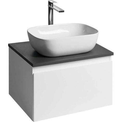 Aqualine Altair - Mueble de lavabo 35x57x45 cm, 1 cajón, pizarra blanca/antracita AI263-03
