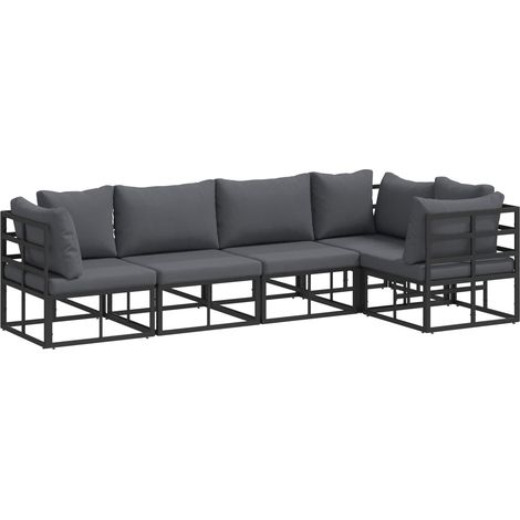 Maison Exclusive - Ensemble de canapé de jardin avec coussin 5 pcs Noir Aluminium (1/5)