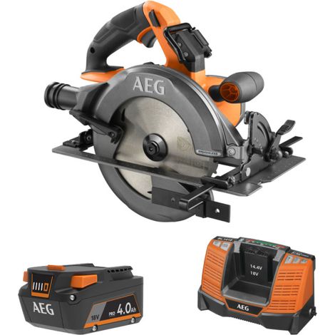 Confezione AEG 18V - Sega circolare senza spazzole 190 mm - Batteria 4,0 Ah - Caricabatterie