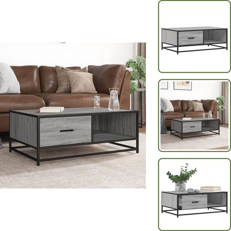 vidaXL Couchtisch Grau Sonoma 90x57x35 cm Holzwerkstoff und Metall (1/5)