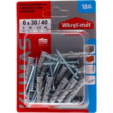 Tasselli di espansione universali con viti 6x40mm, 18 pezzi (1/5)