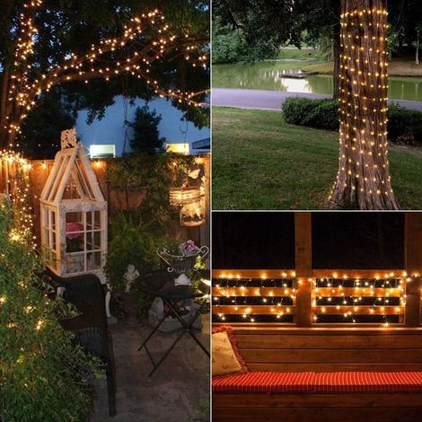 Guirlande lumineuse solaire de Noël pour extérieur, 24 m, LED, fil de cuivre, 8 modes d'éclairage, étanche, idéale pour décorer sapins de Noël, jardin, balcon, terrasse, mariages et fêtes. (1/5)