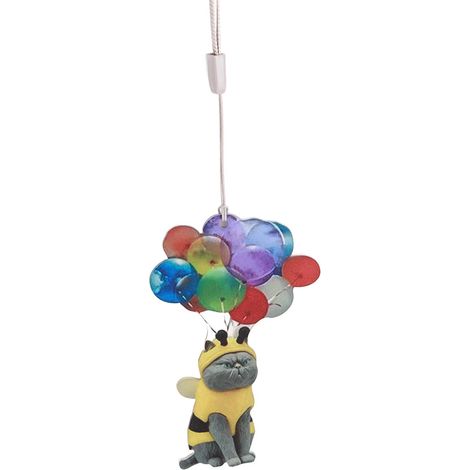 Chat pour voiture décoration suspendue avec ballon coloré, pendentif intérieur auto, ornement mural véhicule (1/5)