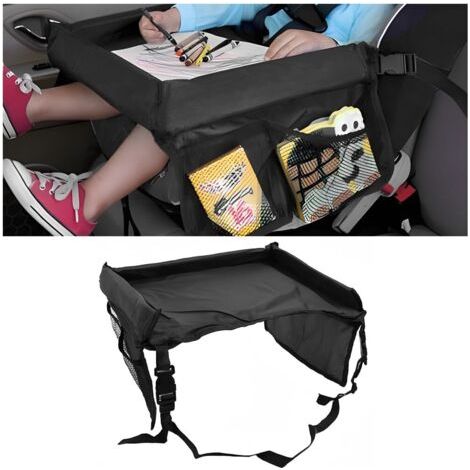 BUNTHAUS Bureau Lap Pour Siège Voiture, Plateau Siège Voitures Pour Enfants, Plateau De Voyage Enfant Voitures Avec Grande Espace Sac Rangement Accessoires Voiture De Voyage Polyvalent(Noir) (1/5)