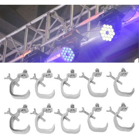 Abrazadera para focos de escenario – paquete de 10 abrazaderas para focos y luces LED, aleación de aluminio, diámetro exterior ajustable de 30 a 52 mm, capacidad de carga máxima de 35 kg. (1/5)