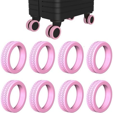Fundas de silicona para ruedas de maletas o sillas de oficina, elásticas, insonorizantes y resistentes a los golpes (rosa). (1/5)