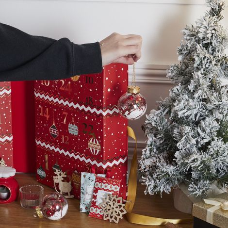 The Home Deco Factory – Calendrier de l'Avent Bougies et Surprises – Décoration de Noël rouge – Ambiance festive et chaleureuse – 24 surprises à découvrir (1/5)