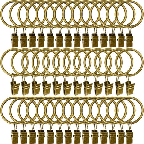 Metall-Vorhangringe mit Clips, Innendurchmesser 3,8 cm, 40 Stück (Bronze)