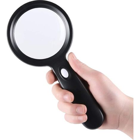Loupe de poche, loupe de réparation grossissante 10x avec lampe, loupe optique portable HD pour la lecture des personnes âgées, 12 niveaux de luminosité, zoom HD confortable (1/5)