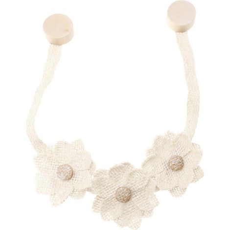 Embrasse magnétique pour rideau, motif floral ravissant, support décoratif pour rideau-13x13cm-Beige (1/4)