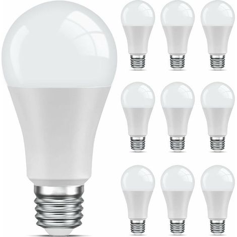 Confezione da 10 lampadine LED E27, luce bianca calda, 6500K, lampadina standard da 9W equivalente a 60W, non dimmerabile, 220V-240V per casa, ristorante, bar (1/5)
