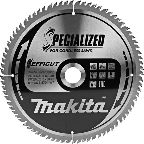 Lame de scie Makita EFFICUT 260x2 15x30 0 mm Z80 10°
