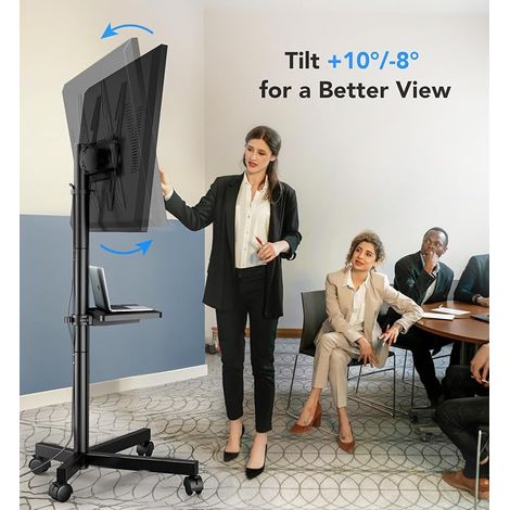TV au sol Stand TV mobile Support pour TV plat et courbe de 23 à 60 pouces, jusqu'à 40 kg, Hauteur réglable, pivotant, VESA Max. 400 x 400 mm 2 étagères (1/4)