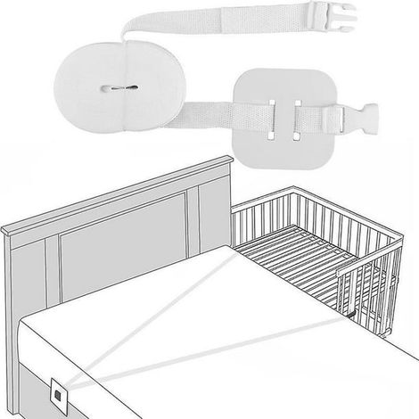 Sangle réglable pour lit co-sleeping, fixation au lit parent, blanc, adaptateur universel, attache berceau, sécurité bébé, taille ajustable, accessoire pratique. (1/5)