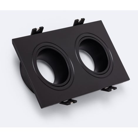 Downlight-Ring Eckig Kippbar aus für 2 LED-Birnen GU10 / GU5.3 Schwarz