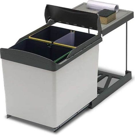 CAREA - Poubelle tri sélectif 2 bacs 21 L sous évier – pour Véndée et Normandie mélaminé