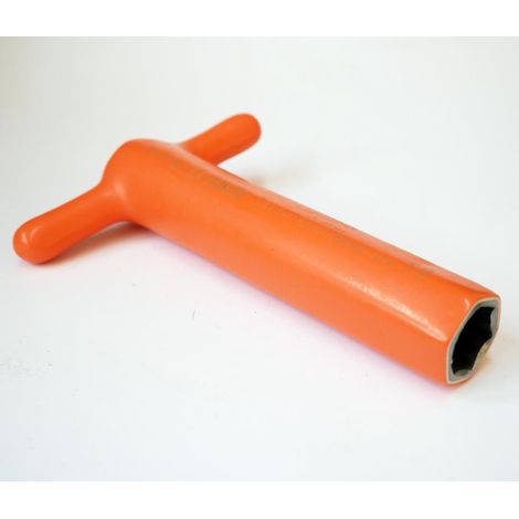 Clé à béquille 6 pans femelle taille 19mm isolée 1000V orange (Enedis 07.82.111) tube 165mm acier traité DERANCOURT