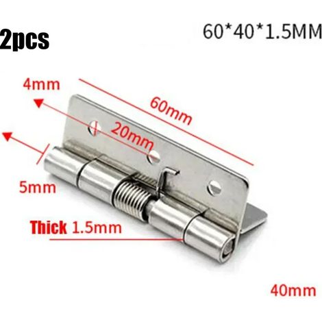 (2,5 pouces - Chine continentale) 2 charnières de porte à ressort argentées en acier inoxydable à fermeture automatique - Quincaillerie pour la maison (1/5)