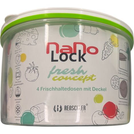 RENSCHLER - 4 CONTENITORI PER ALIMENTI CON COPERCHIO IN PLASTICA ERMETICI