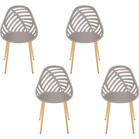 Lot de 4 chaises d\'extérieur Alameda - Taupe - Fauteuils de Jardin - Livraison gratuite (1/5)