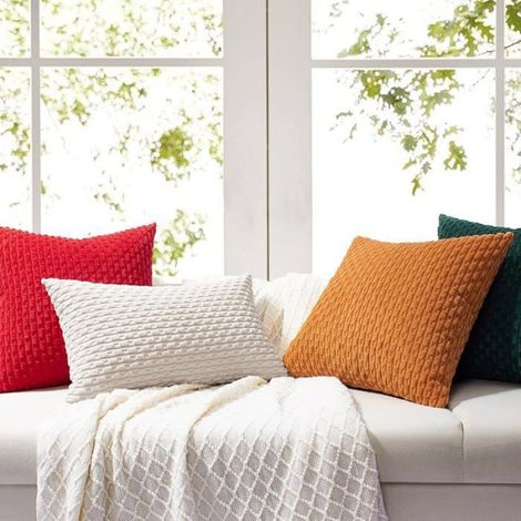 Housse de Coussin 40x40 cm Orange en Velours Côtelé Lot de 2 Coussin Bohème Lumineux et Orange 40 x 40 cm (Lot de 2) (1/4)