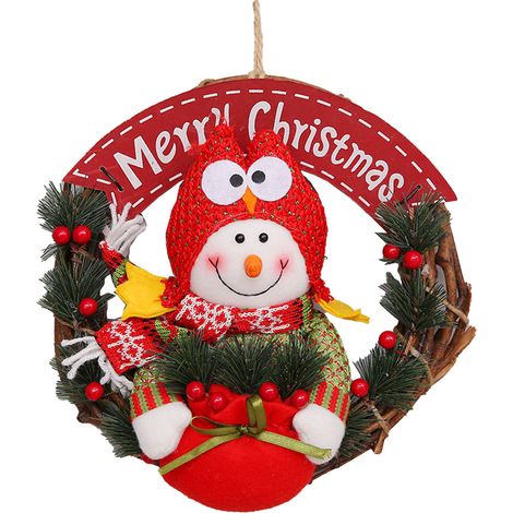 Weihnachtskränze aus Rattan für Türen, Schneemann-Dekorationen aus Rattan, Weihnachtsdekorationen (1/5)