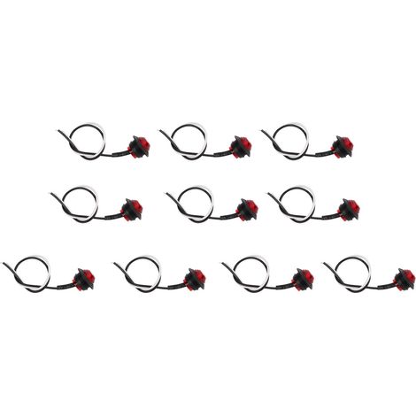 Lot de 10 feux de position latéraux à 3 LED, étanches IP68, ronds, universels pour camions, voitures et camping-cars (lumière rouge). (1/5)