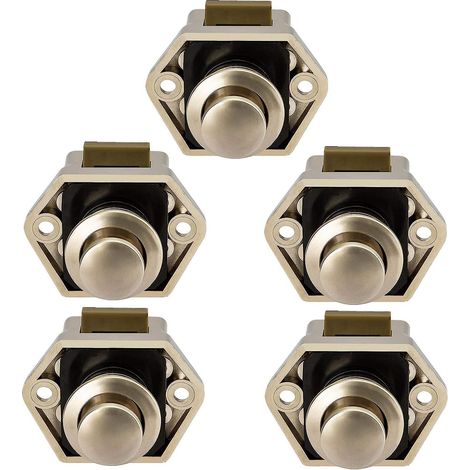 Poignée de verrouillage à bouton-poussoir en nickel, 5 pièces, pour porte de camping-car, caravane ou placard (1/5)